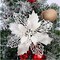 12 Glitter Poinsettia Flowers 6.3'' Artificial White Christmas Flowers Flowers for a Christmas Tree 12 Green Flower Stem Wreath Tree Ornaments